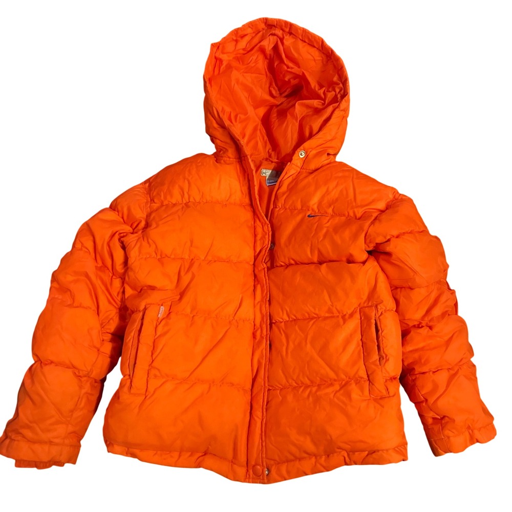 Nike Orange Puffer Jacket Hooded Quilted Insulated Coat Youth XL 16
